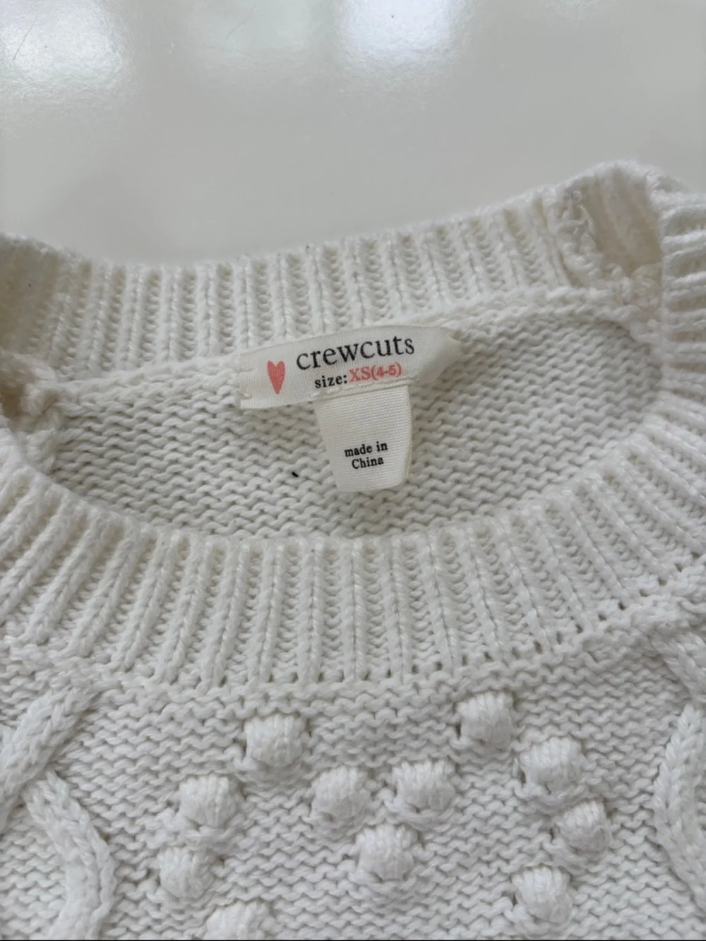 J.Crew Crewcuts Little Girl's Heart Cable-knit Sweater in White SPRING Size XS
